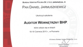 Audytor wewnętrzny BHP - Daniel Jarmuszkiewicz